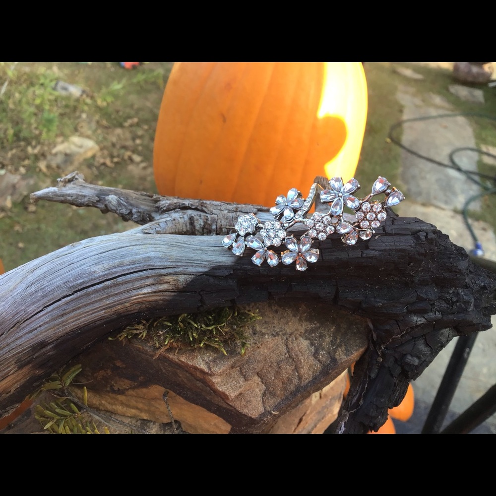 Sz 5.5 stunning flower crystal long ring boho new - Picture 7 of 11